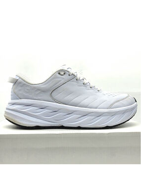 HOKA Bondi SR Womens 9.5 White Leather Slip Resistant Work Nurse Shoes